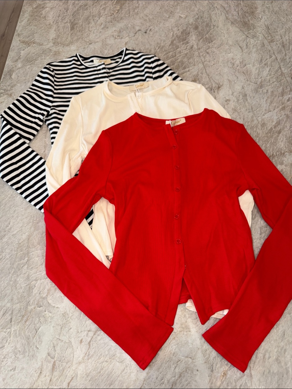 Women’s Red Button-Front Ribbed Cardigan Sweater